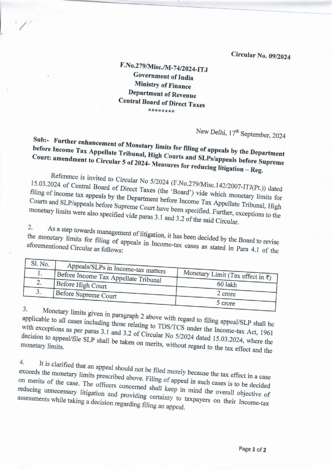 Cbdt Circular Dated Th September Further Enhancement